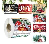 Étiquettes de Noël | 250 Pièces Décalcomanies Auto-Adhésives,Autocollants d'étiquettes de Noël,pour Arbre de Fêtes Papier d'Emballage Sacs Chaussettes Anniversaire Mariage Fête