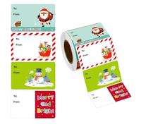 Étiquettes de Noël, 500 étiquettes de Noël avec espace d'écriture, motifs vacances dessins animés pour autocollants nom personnalisés, 1, 5 x 2 pouces, style C