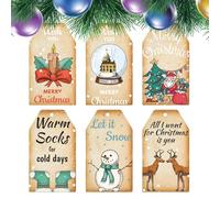 Étiquettes de nom de Noël, étiquettes de Noël avec ficelle | 60 pièces de décoration d'arbre de,Étiquettes de décoration de, rubans de pour la famille, les amis ou même les amoureux