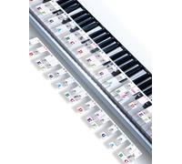 Étiquettes de notes de clavier de piano amovibles - 61 touches - Superposition de notes de piano pour clavier, grandes lettres grasses multicolores réutilisables en silicone pour enfants débutants