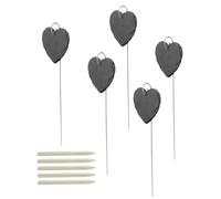 Étiquettes de plante à ardoise Signes marqueurs marqueurs de jardin avec enjeux pour les plants légumes en serre 5 pcs coeur en forme 4x4 pouces.