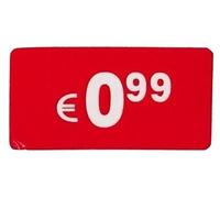 Étiquettes de prix 0,99€ Euro Pack de 1000 autocollants rectangulaires rouges adhésives dépliables Price Stickers Soldes Réductions Offre liquidation