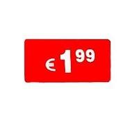 Étiquettes de prix 1,99 € Euro Lot de 1000 autocollants rectangulaires rouges amovibles