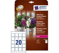 Avery Dennison Zweckform L7124-8 Lot de 160 étiquettes pour produits résistantes aux intempéries 8 feuilles Blanc 45 x 45 mm