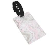 Étiquettes de sac à bagages à encre abstraite rose marbré gris pour bagages, étiquettes de voyage imperméables en PVC pour valises, étiquettes de sac de voyage avec étiquette de nom