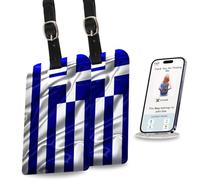 Étiquettes de sécurité pour bagages tag8, 2 pièces avec drapeau grec et code de suivi aéroport, étiquettes pour valise, bagage, sac à main | Arrêtez de perdre, commencez à étiqueter