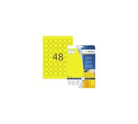 Étiquettes de signalisation résistantes A4 Ø 30 mm rond jaune fortement adhésives film mat résistant aux intempéries 1200 pcs.