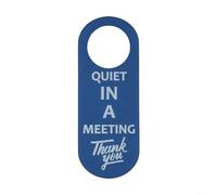 Étiquettes de suspension double face en cuir synthétique, panneaux « Do Not Disturb » pour hôtel, bar, bureau, Quiet Meeting Please Knock, rouge pour bleu, orange, vert, 22,5 x 8,5 cm (bleu silencieux