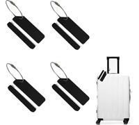 Étiquettes De Valise, Étiquettes De Voyage, Étiquettes De Bagages, Étiquettes De Valise, Étiquettes De Voyage En Avion, Étiquette De Bagage Avec Carte Pvc Étanche, 4 Pièces (Noir)