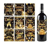 Étiquettes de vin autocollantes | 2026 Happy New Year - Étiquettes de bouteille Happy New Year 2026 - Pour femmes, adolescents, sportifs, cyclistes, golfeurs, famille, amis, collègues