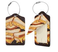 Étiquettes de voyage en cuir synthétique avec dos intégral pour bagages, sandwichs au fromage, étiquettes personnalisées pour sacs, étiquettes de valise avec boucle en métal, noir, 1