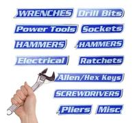 Étiquettes d'étiquettes pour boîte à outils - 12 marqueurs magnétiques pour organisateur, aide à la poitrine | Ensemble d'étiquettes porte-outils pour armoire à tiroirs, atelier, bureau, salle de clas