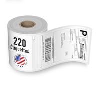 Étiquettes d'expédition 104 x 159 mm (4x6) compatibles avec Dymo 4XL, Zebra, Epson, Double Dragon - 220 ét./rouleau, compatibles S0904980 & 1744907, autocollantes, sans BPA, non adaptées aux 5XL