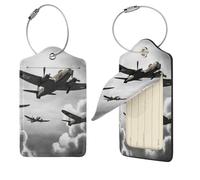 Étiquettes d'identification de bagages de la guerre mondiale pour valises, 1 étiquette d'identification en cuir synthétique avec boucle en acier inoxydable, étiquette d'identification de couverture de