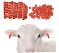 Étiquettes d'oreille de bétail, 100 pièces, étiquettes d'oreille de mouton, numéros 1 à 100, couleur vive et robuste, bétail avec mots pour bovins, moutons, porcs, rouge
