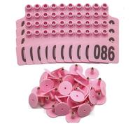 Étiquettes d'oreille de bovins Grands étiquettes d'oreille de bétail en plastique pour porcs de bétail de mouton avec nombre d'oreilles d'identification animale étiquettes d'oreille rose 101-200
