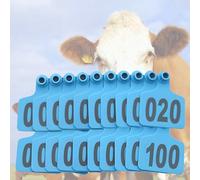Étiquettes d'oreille de bovins Tags de vache Étiquette d'oreille d'identification du bétail pour vaches de bétail porcs gènes de moutons mollets animaux avec nombres Blue 4*5cm (1.57*1.96in) 201-300
