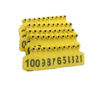 Étiquettes d'oreille en plastique pour bétail, Étiquettes d'oreille for bétail avec numéros en plastique 100 x 75 mm (3,9 x 2,9 pouces) Multicolore Plages de numéros multiples(Yellow,No.001-100)