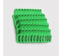 Étiquettes d'oreille en plastique pour bétail, Étiquettes d'oreille for bétail avec numéros en plastique 100 x 75 mm (3,9 x 2,9 pouces) Multicolore Plages de numéros multiples(Green,No.101-200)