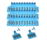 Étiquettes d'oreille for bétail, 100 pièces, numérotées bleues, en plastique épais, for vaches, 001-100(201 300)