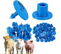 Étiquettes d'oreille rondes pour cochon, étiquettes d'oreille numérotées faciles à identifier, avec numéros 001-1000, mouton, renard, cochon (7 couleurs) bleu 001-100