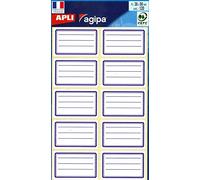 APLI Étiquettes scolaires en pochette blanc/bleu 34 x 56 mm – 120 pièces