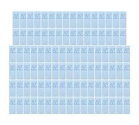 Étiquettes en cuir PU 100 pièces |Étiquettes de couture à 4 trous 2x5 cm pour portefeuilles/chapeaux/artisanat de bricolage |Matériau en fibre douce fait à la main |Impression (Blue)