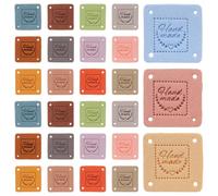 Étiquettes en Cuir Pu Gaufré Faites Main, Lot de 45 Pièces
