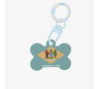 Étiquettes en forme d'os de chien en acrylique motif drapeau du Delaware double face pour chiens et chats