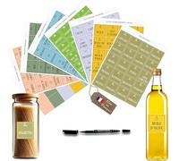 Étiquettes Garde-Manger Français Couleurs - 160 Stickers Autocollants Carrés 50×50 mm - Marqueur Noir Inclus - Étanches et Lavables - Pour Bocaux Cuisine, Rangement et Organisation - Kistayle