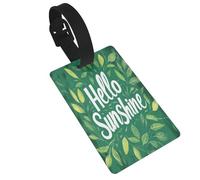 Étiquettes Hello Sunshine On Green Leaf pour bagages, nom et valise, idéales pour les sacs à dos de voyage et de croisière