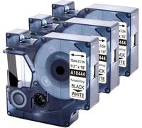 Étiquettes Industrielles 12mm Compatible Pour Dymo Rhino 12mm X 5.5m Ruban Adhésif Permanent En Vinyle Noir Sur Blanc Compatible Avec Dymo Rhino 6000 5200 5000 4200 3000 1000, 3x