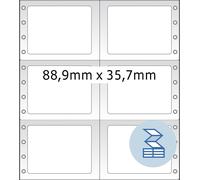 HERMA Computer labels - Papier - mat - auto-adhésif permanent - perforé - blanc - 88.9 x 35.7 mm 8000 étiquette(s) (2 feuille(s) x 4000) étiquettes de pliage continu Blanc G