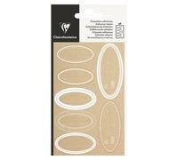 Clairefontaine Étiquettes adhésives Ovale kraft – 28 pièces – Blanc