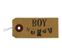 Etiquettes kraft + Tampon bois - Boy Marron G