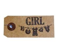 Etiquettes kraft + Tampon bois - Girl Marron G