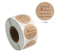 Étiquettes Kraft Vintage En Forme De Cœur D'amour Rouge, Faites Maison Avec Autocollants, Bricolage Personnalité pour étiquettes de prix(1 inch-50pcs)