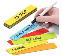 Etiquettes Magnétiques Effacable 15 x 2,5 cm - Ensemble de 25 Aimants Mix (5 Jaune, 5 Vert, 5 Rouge, 5 Orange et 5 Bleu)