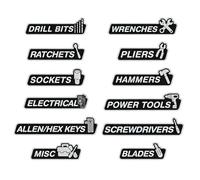 Étiquettes magnétiques en résine pour boîtes à outils, étiquettes de classification durables pour garage, atelier, chariots, armoires, organisations de mécaniciens ménagers
