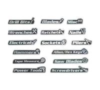 Étiquettes magnétiques pour boîte à outils | 15 Organisateurs pour boîte à outils | Étiquettes en acier pour boîte à outils | Pour l'organisation d'entrepôts d'ateliers et Ca