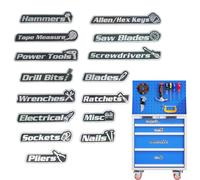 Étiquettes Magnétiques Pour Boîte À Outils - Lot complet d'accessoires d'organisation pour outils | Autocollants Réutilisables,Idéales pour garage, atelier, armoires,