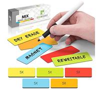 Etiquettes Magnétiques Réinscriptibles 7,5 x 2,5 cm - Ensemble de 25 Aimants Mix (5 Jaune, 5 Vert, 5 Rouge, 5 Orange et 5 Bleu) - pour Tableau Magnétique.