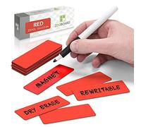 Etiquettes Magnétiques Réinscriptibles 7,5 x 2,5 cm - Ensemble de 25 Aimants - Rouge - pour Tableau Magnétique