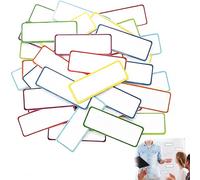 Étiquettes Magnétiques Réutilisables - 60 Étiquettes Magnetiques 5x3 cm avec Stylo Effaçable à Sec et Effaceur - Idéal pour Tableaux Blancs, Réfrigérateurs, Armoires, Casiers et Plus - Pratiques