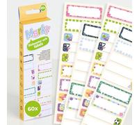 Étiquettes Marky lave-vaisselle | 60 pcs | 20 motifs | Gourdes & Boîtes | Excellente adhérence, imprimables et 100% imperméables. Parfaites pour marquer vos gourdes, boîtes à goûter et couverts.