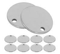 Étiquettes Métalliques Vierges Rondes en Acier Inoxydable, 100 Pièces , 10