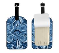 Étiquettes mignonnes imprimées bleues abstraites de 10 x 7 cm, étiquettes élégantes pour bagages, valises, accessoires de voyage élégants