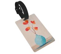 Étiquettes minimalistes avec fleur rouge dans un vase - Idéales pour les sacs à dos de voyage et de croisière