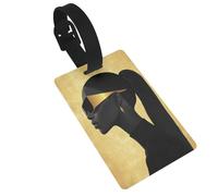 Étiquettes minimalistes pour bagages avec femme noire avec lunettes dorées, idéales pour voyage, croisière, sac à dos