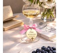 Étiquettes miroir en acrylique personnalisées avec nom rond en forme de croix pour cadeaux Mi Bautizo pour baptême, baby show, bénédiction, baptême, célébration religieuse